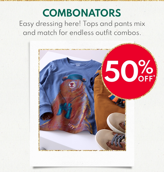 COMBONATORS | Easy dressing here! Tops and pants mix and match for endless outfit combos. | 50% OFF* 