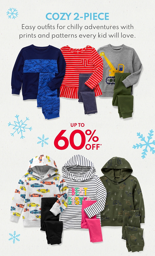 COZY 2-PIECE | Easy outfits for chilly adventures with prints and patterns every kid will love. | UP TO 60% OFF* 