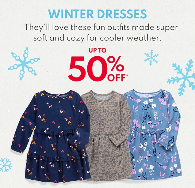 WINTER DRESSES | They'll love these fun outfits made super soft and cozy for cooler weather. | UP TO 50% OFF* 