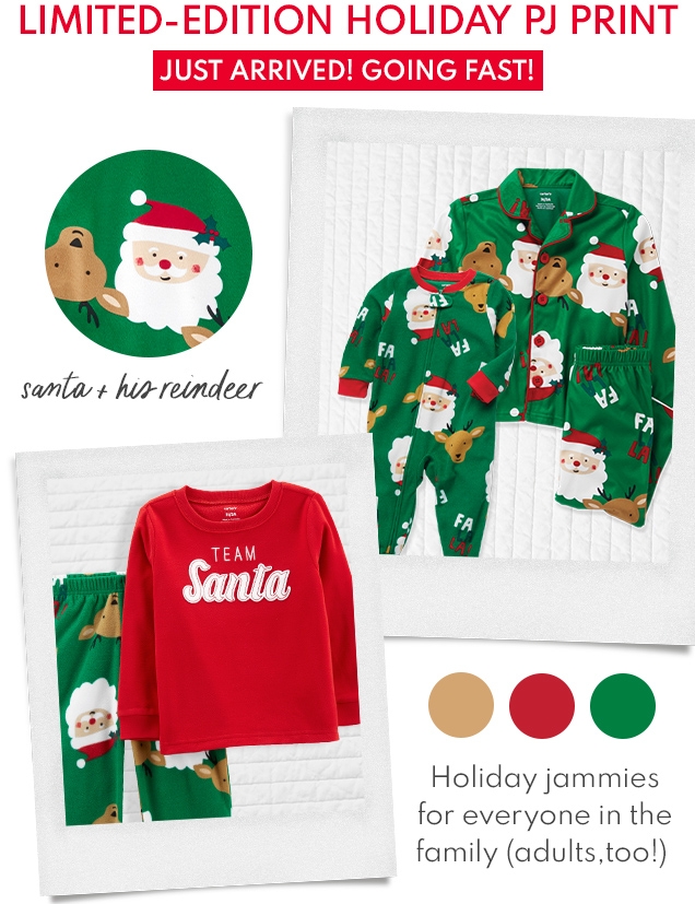 LIMITED-EDITION HOLIDAY PJ PRINT | JUST ARRIVED! GOING FAST! | santa + his reindeer | Holiday jammies for everyone in the family (adults, too!)