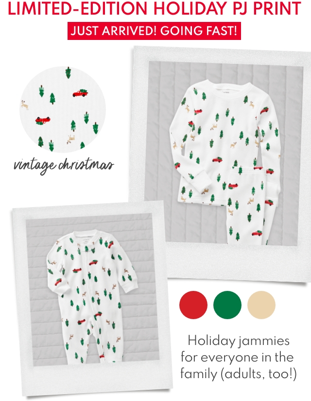 LIMITED-EDITION HOLIDAY PJ PRINT | JUST ARRIVED! GOING FAST! | vintage christmas | Holiday jammies for everyone in the family (adults, too!) 