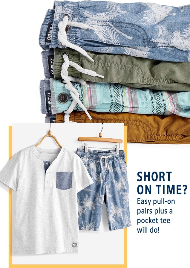 SHORT ON TIME? | Easy pull‐on pairs plus a pocket tee will do!