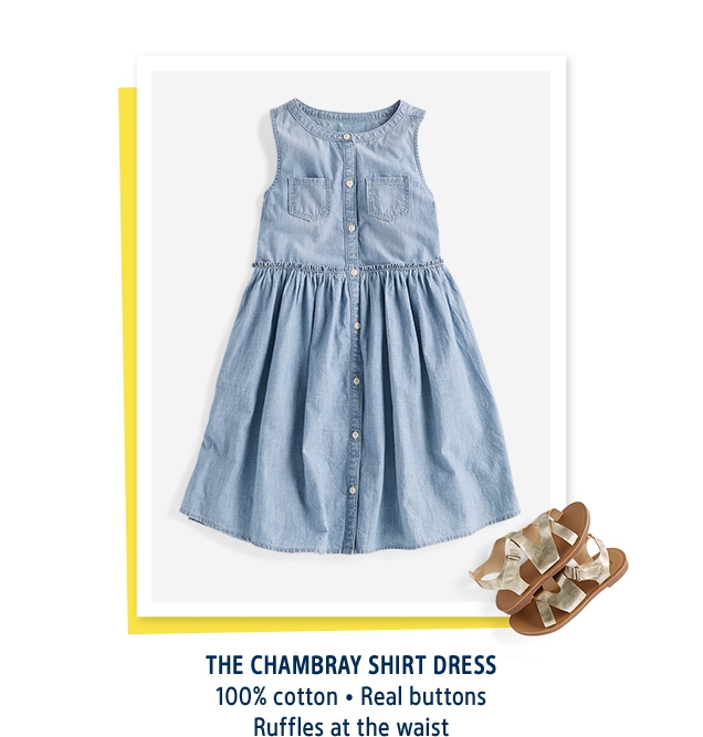 THE CHAMBRAY SHIRT DRESS | 100% cotton . Real buttons | Ruffles at the waist 