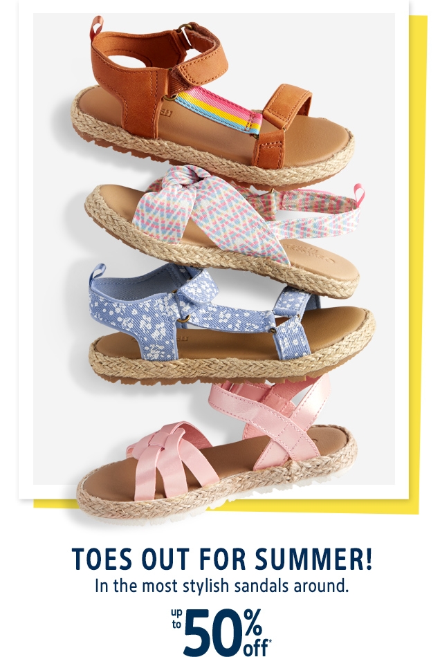TOES OUT FOR SUMMER! | In the most stylish sandals around. | up to 50% off*