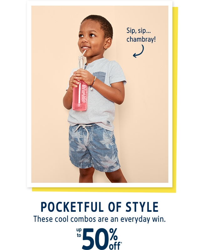 Sip, sip...chambray! | POCKETFUL OF STYLE | These cool combos are an everyday win. | up to 50 % off*