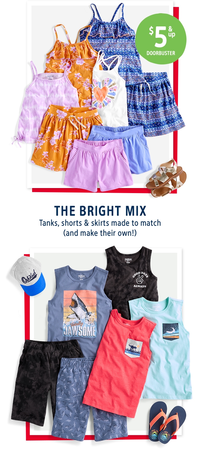 $5 & up DOORBUSTER | THE BRIGHT MIX | Tanks, shorts & skirts made to match (and make their own!)