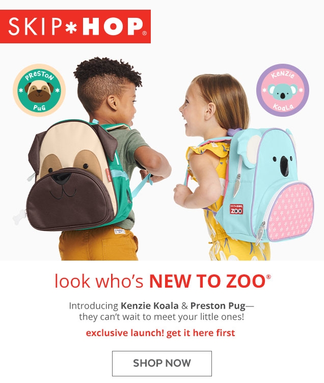 SKIP*HOP | look who’s NEW TO ZOO® | Introducing Kenzie Koala & Preston Pug‐they can’t wait to meet your little ones! | exclusive launch! get it here first | SHOP NOW