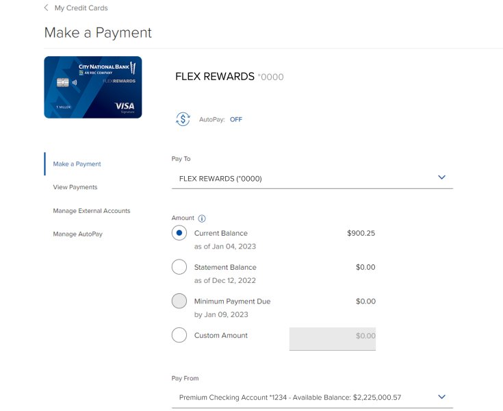 Schedule a One-Time Credit Card Payment | City National Bank