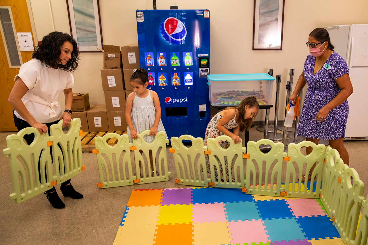 Anjelina Maldenado  (left) and Ingrid Fernandez at Proximity church childcare area. 