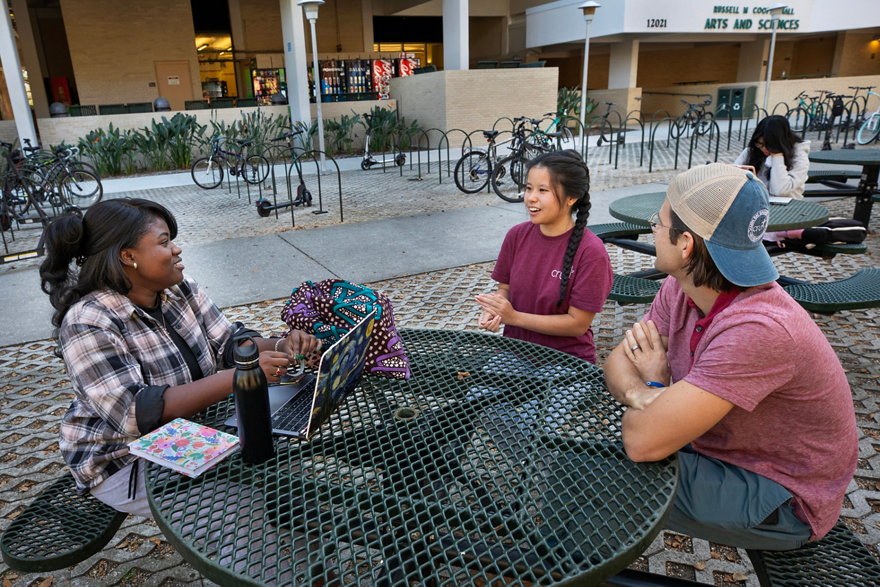University of South Florida Cru ministry. Cory Miller and Lia are witnessing to students on campus. 