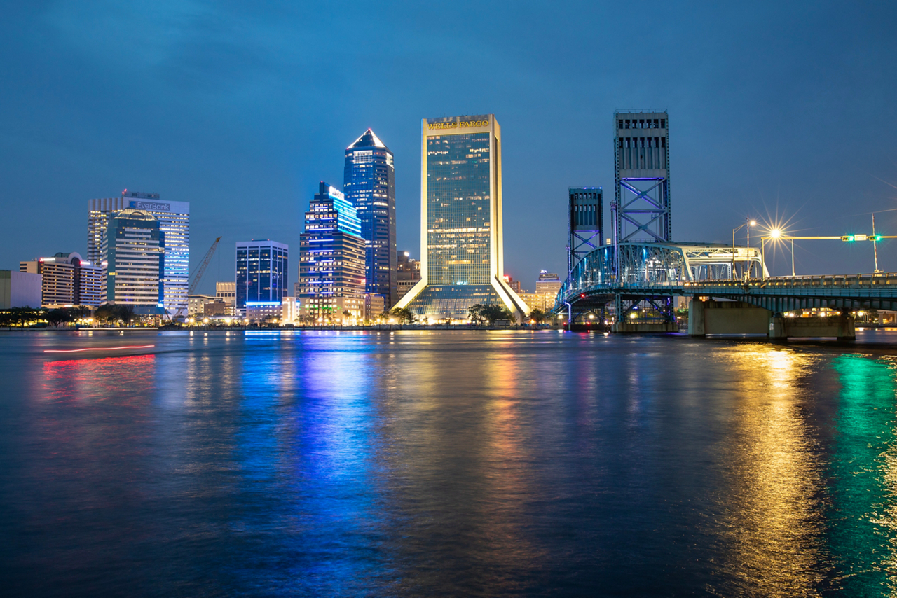 Jennifer Vanover, attorney with FLAG ministry, Jacksonville city at dusk. 
