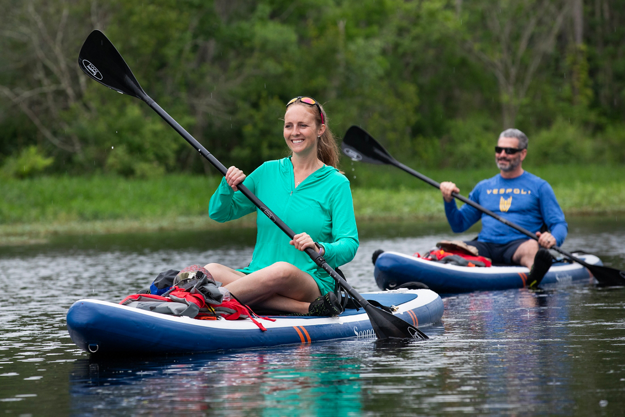 Jennifer Vanover, attorney with FLAG ministry. Jen and Mike paddling on a Governor's Creek that flows into the St. Johns river. I think Jen had a smile on her face the whole time she was paddling. 