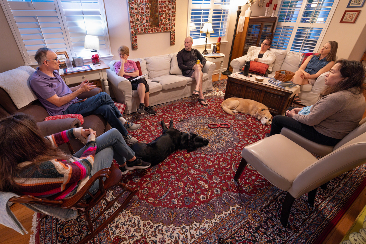 John Powers, blindness article. John and Ann are hosting a church Bible study in their home. 