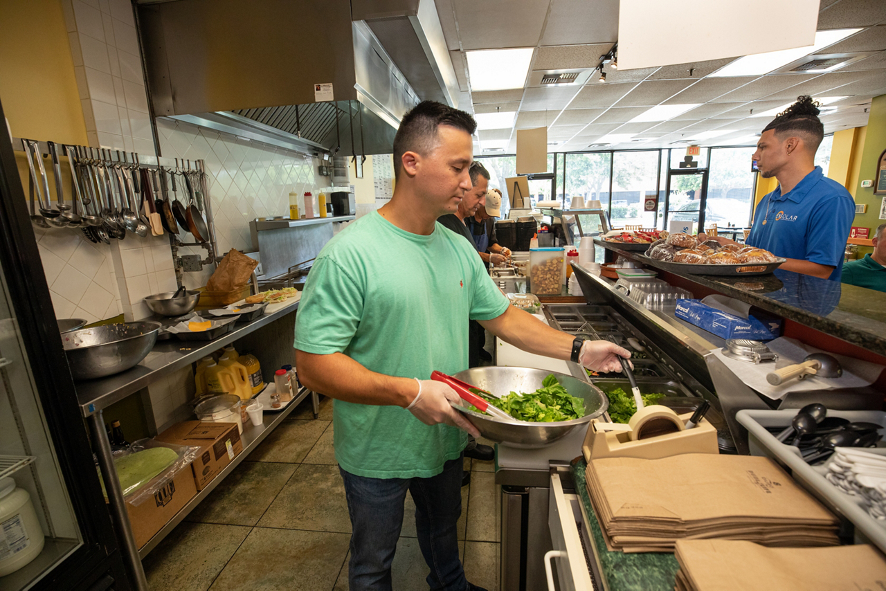 man preparing food