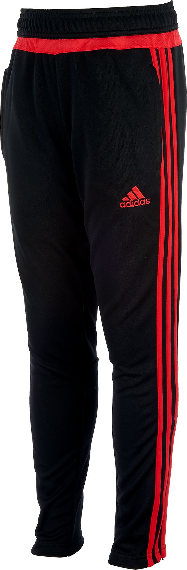 black with red stripe adidas pants