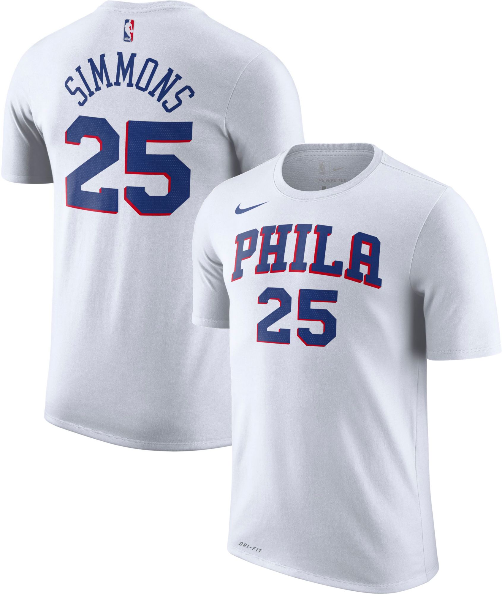 Nike Men's Philadelphia 76ers Ben Simmons #25 Dri-FIT White T-Shirt ... noImageFound ???