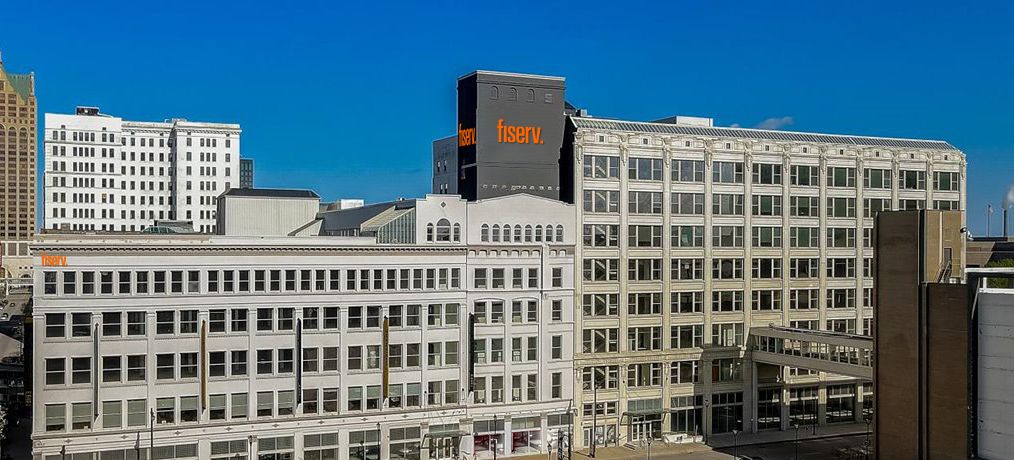 Downtown Milwaukee showing new FIserv building