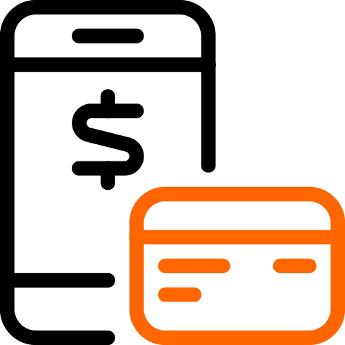 Icon of mobile phone and debit card