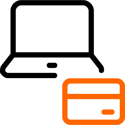 computer with credit card icon