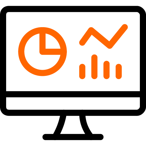 Desktop computer screen with graphs and charts