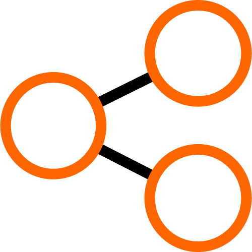 Three circles connected by a line icon