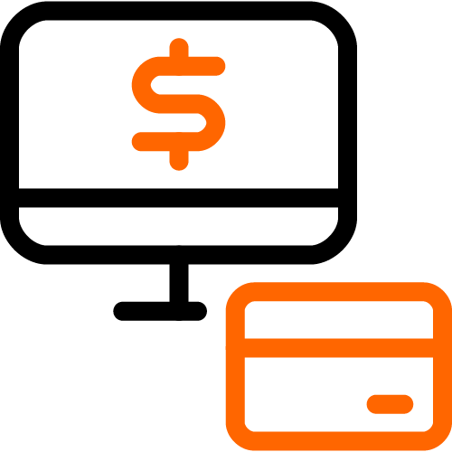 computer monitor and credit card icon for online banking