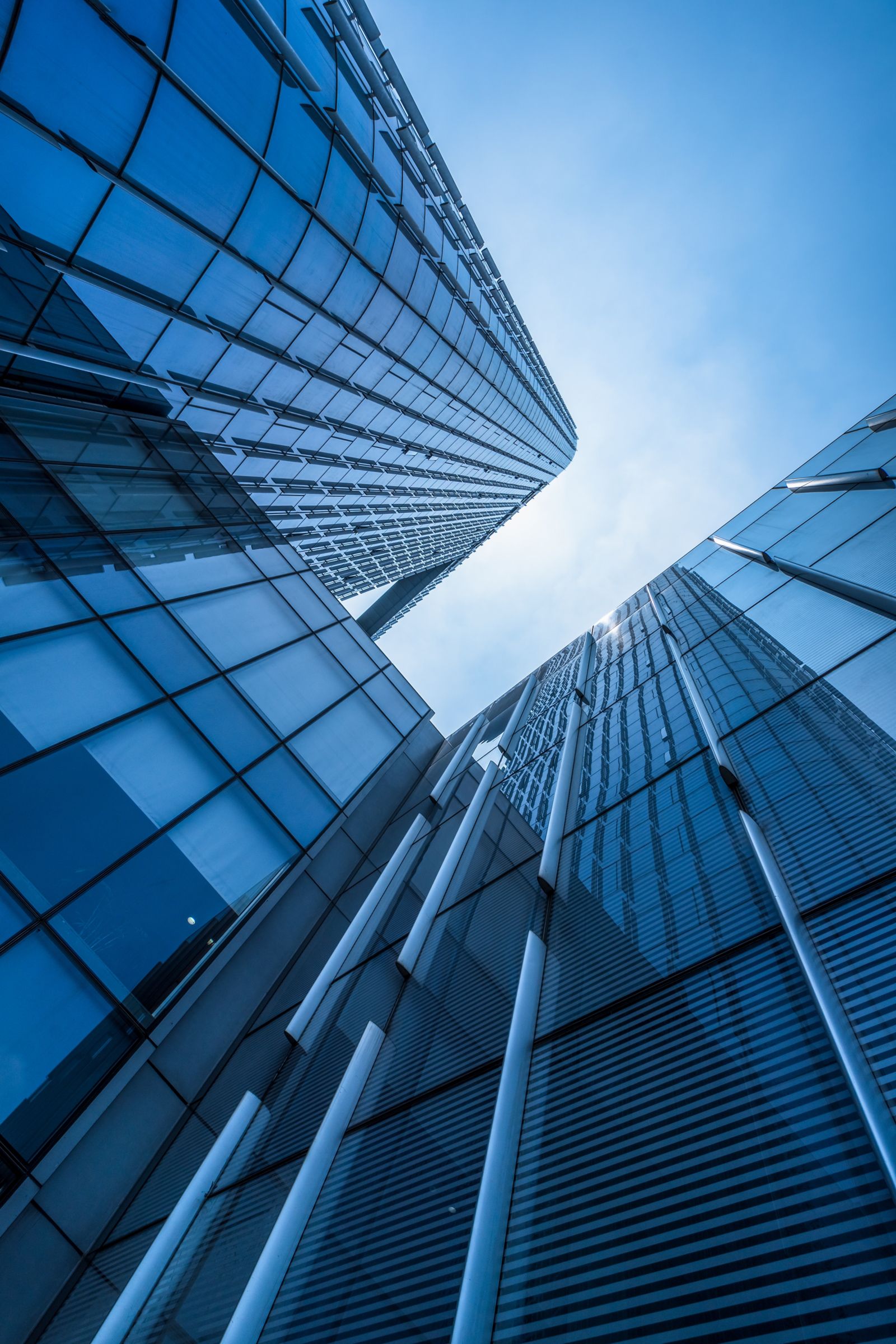  looking up view of a tall building