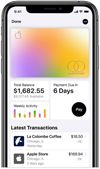 An Apple iPhone with a breakdown of a user's spending on their Apple Card.