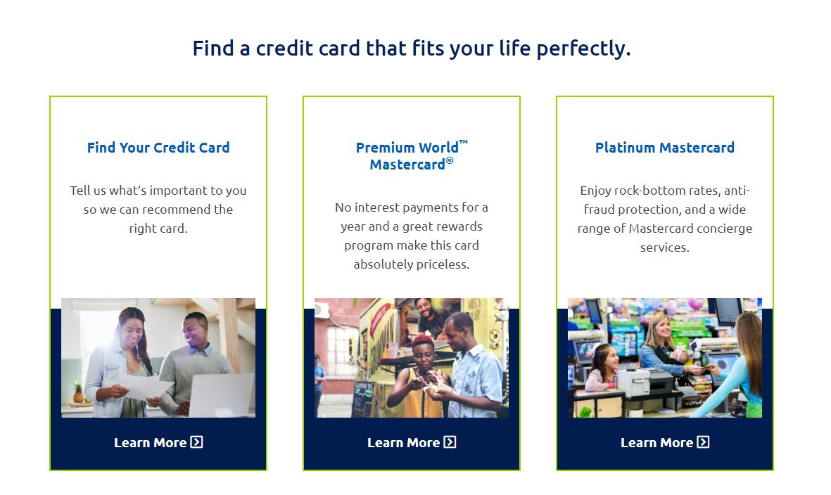 A digital ad highlighting the Mastercard's options for finding the right credit card, detailing its Premium World Mastercard and Platinum Mastercard. See long description in next paragraph. 