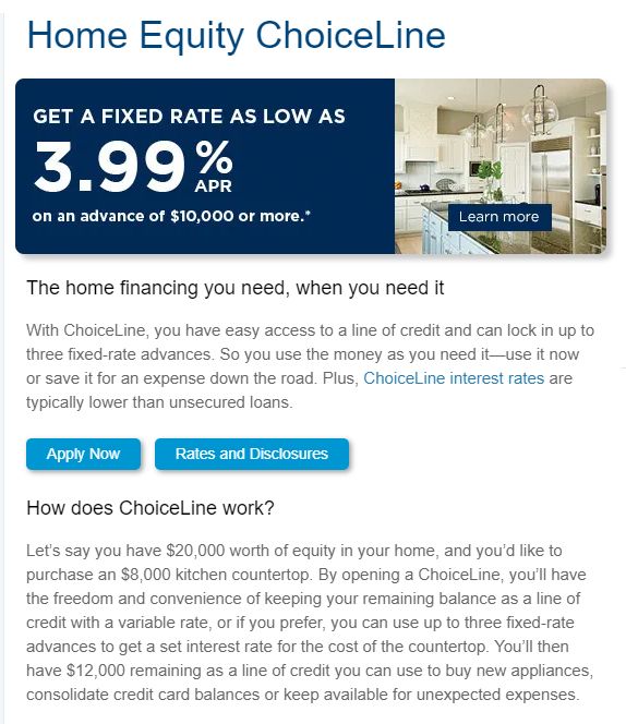 Summary of a company Home Equity ChoiceLine