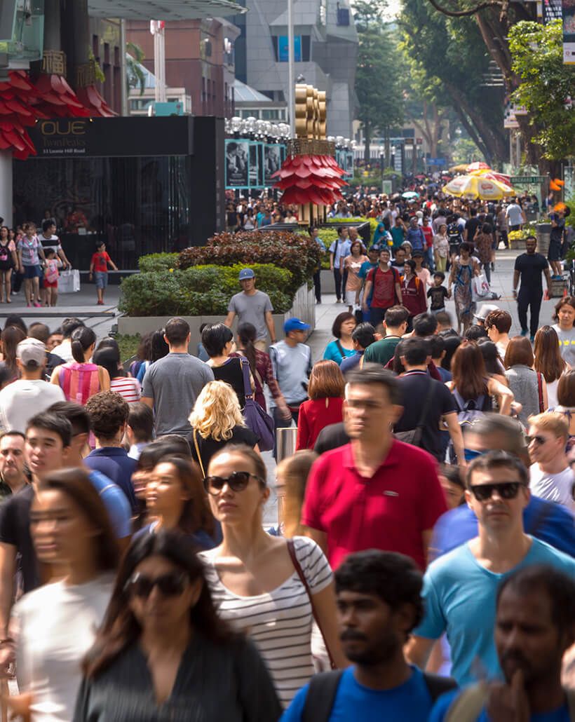 busy street in Singapore