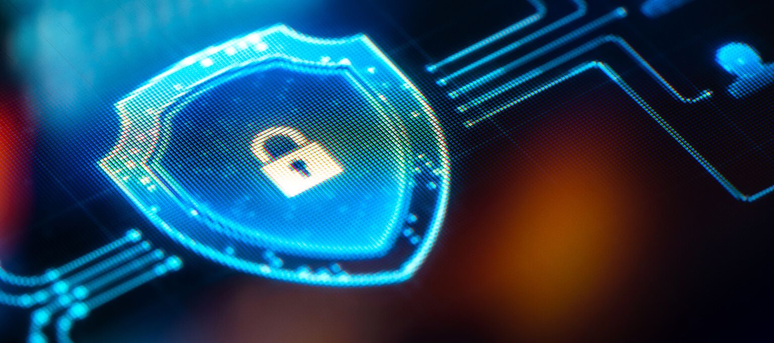 Abstract image of circuitry with padlock