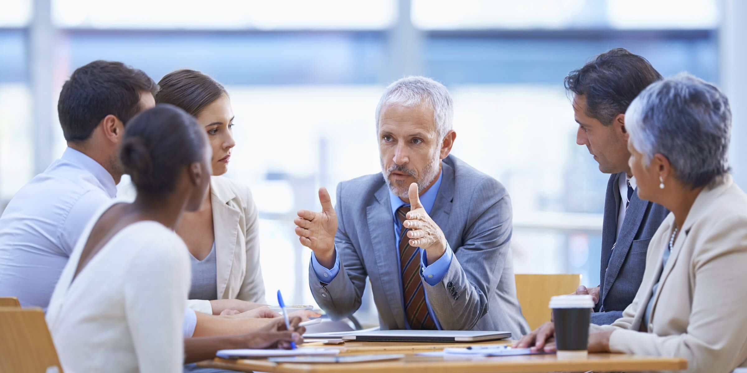 Businesspeople meeting at a table