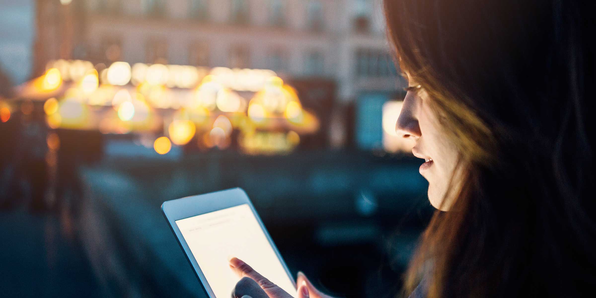 a woman using a tablet