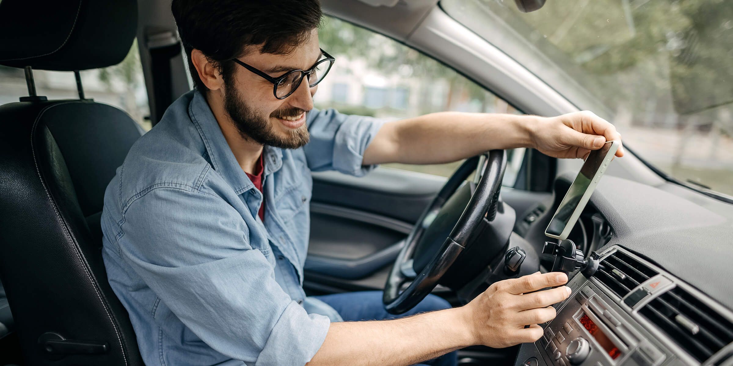 a man in a car