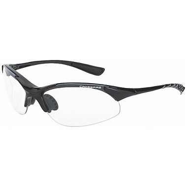 Crossfire® Cobra™ Safety Glasses, Shiny Black Frame, Clear Lens #12043 ...
