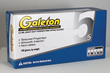 Powder Free Box of 100 Large Galeton 7731F Nitrile 5.5 mil Disposable Gloves