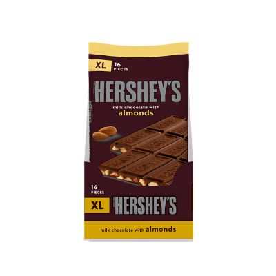 HERSHEY'S Milk Chocolate With Almonds XL Candy Bars, 4.25 Oz, 12 Pack