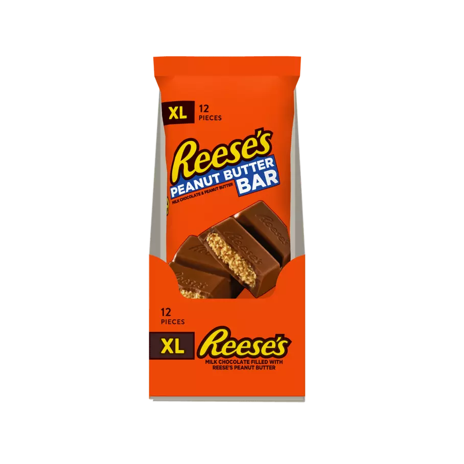 REESE'S Milk Chocolate Peanut Butter XL Candy Bars, 4.25 oz, 12 pack - Front of Package