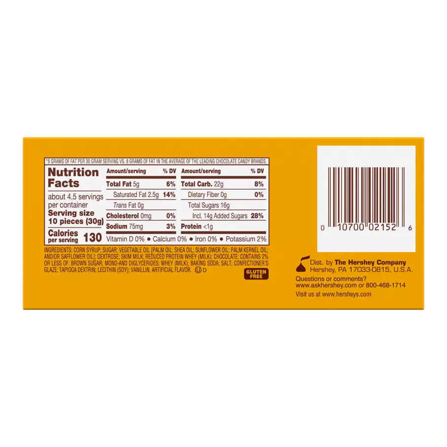 MILK DUDS Candy, 5 oz box - Back of Package