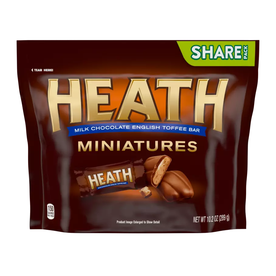 HEATH Miniatures Milk Chocolate English Toffee Candy Bars, 10.2 oz bag - Front of Package