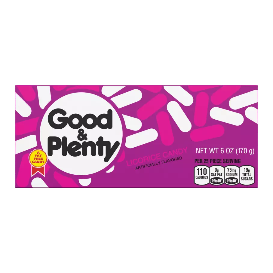 GOOD & PLENTY Licorice Candy, 6 oz box - Front of Package