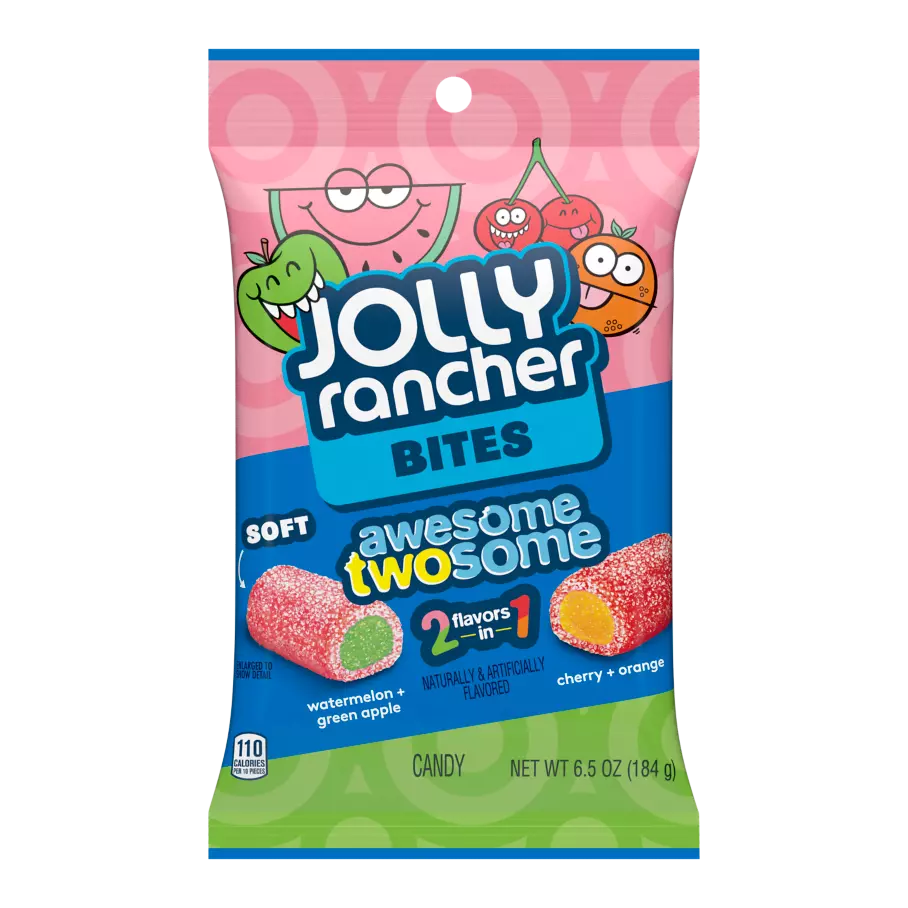 JOLLY RANCHER AWESOME TWOSOME Original Flavors Chewy Candy, 6.5 oz bag - Front of Package