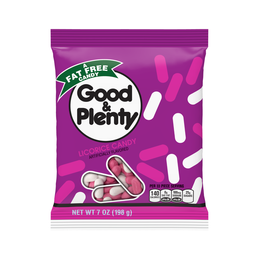 GOOD & PLENTY Licorice Candy, 7 oz bag - Front of Package