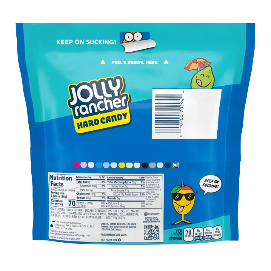 JOLLY RANCHER Tropical Hard Candy, 13 oz bag - Back of Package