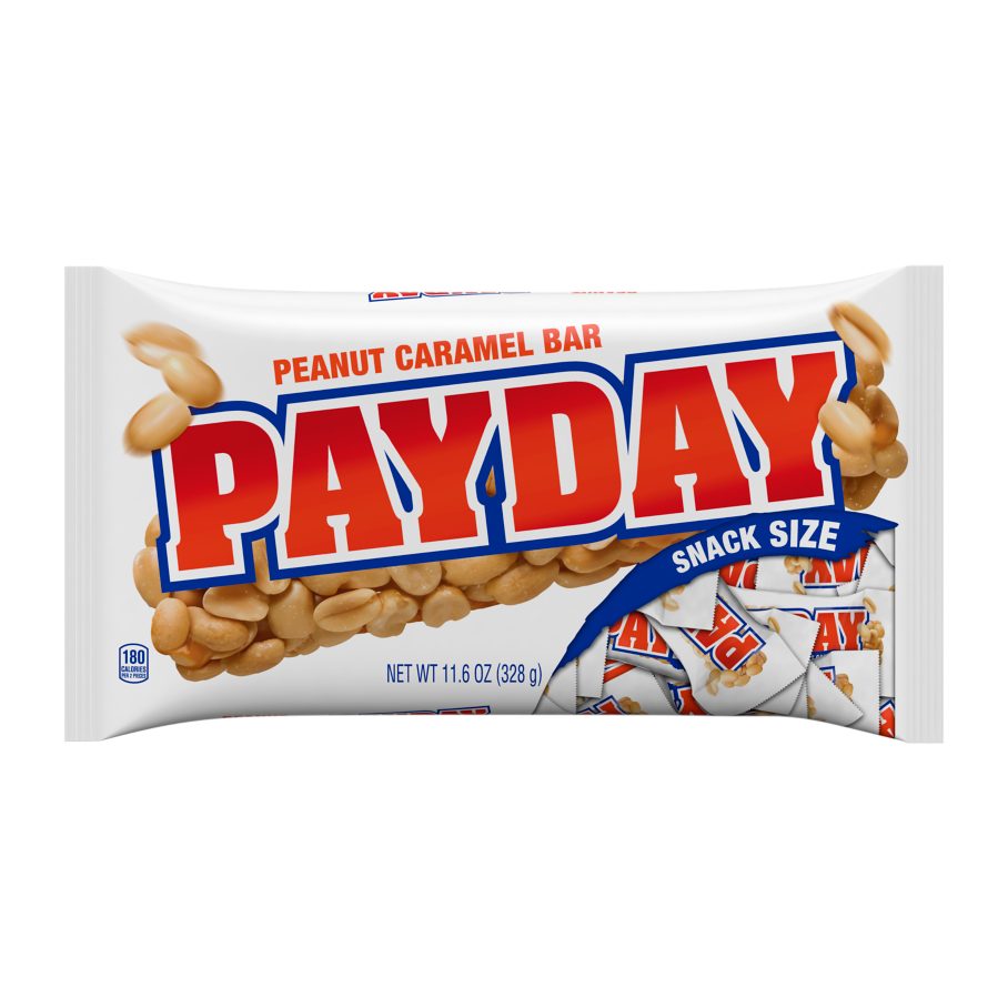 PAYDAY Peanut and Caramel Snack Size Candy Bars, 11.6 oz bag - Front of Package