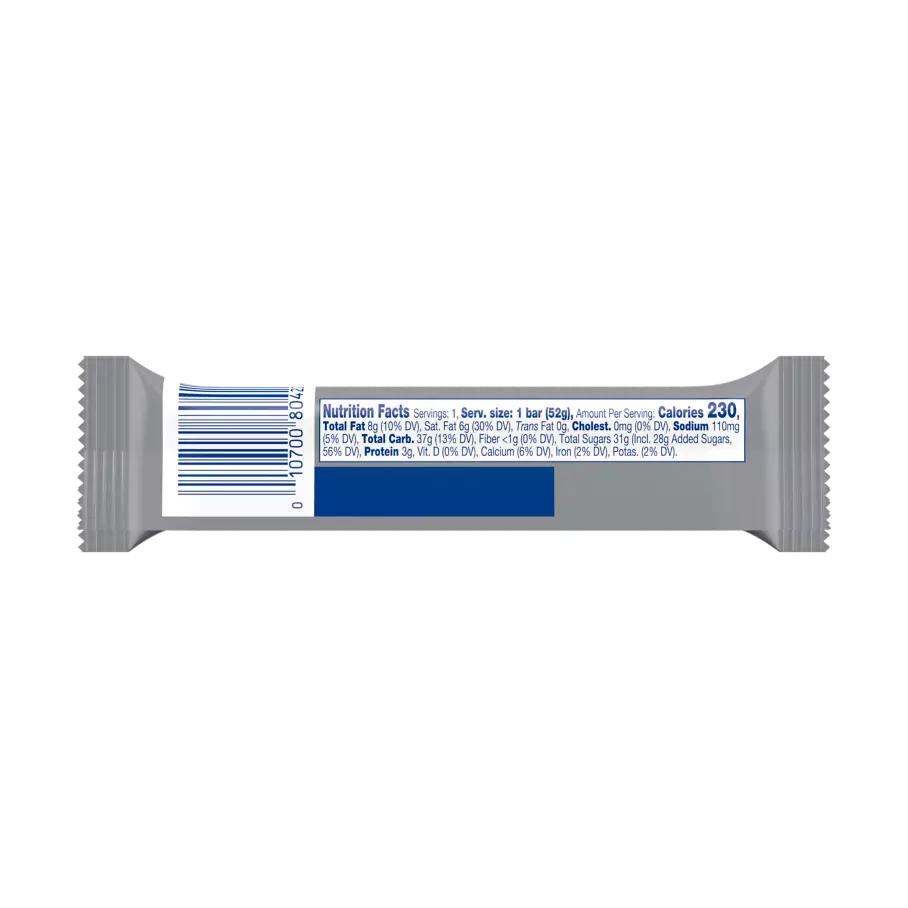 ZERO Candy Bar, 1.85 oz - Back of Package