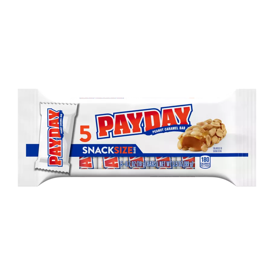 PAYDAY Peanut and Caramel Snack Size Candy Bars, 3.5 oz, 5 pack - Front of Package