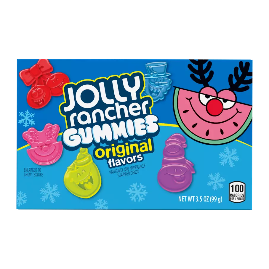 JOLLY RANCHER GUMMIES Holiday Original Flavors Candy, 3.5 oz box - Front of Package