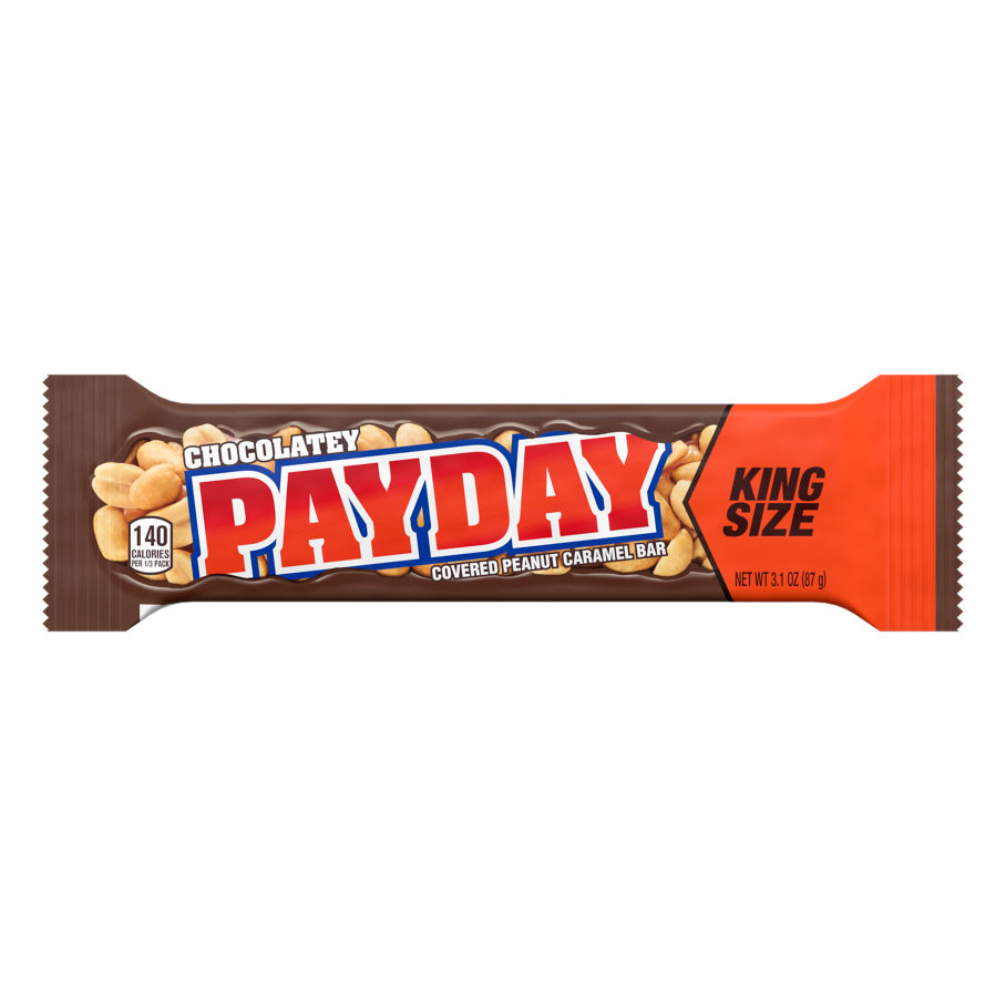 PAYDAY Chocolatey Covered Peanut and Caramel King Size Candy Bar, 3.1 oz - Front of Package